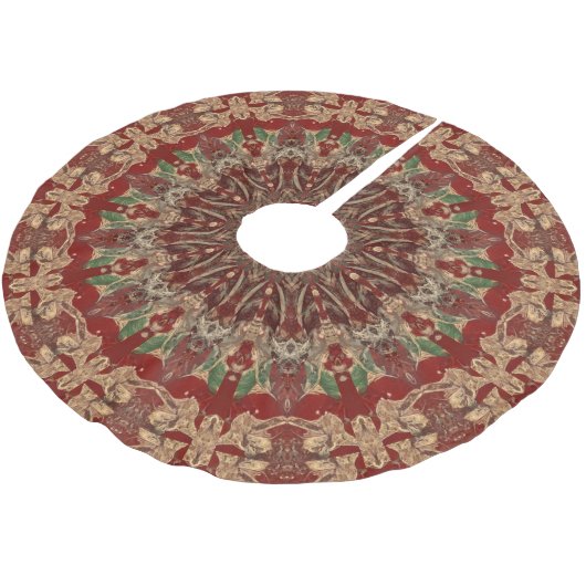 Red Decorative Tree Skirt Polyester Weihnachtsbaumdecke (Schrägansicht)