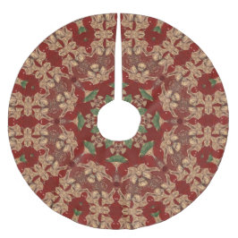 Red Decorative Tree Skirt Polyester Weihnachtsbaumdecke