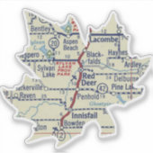 Red Deer Alberta Vintage Karte Aufkleber (Vorderseite)