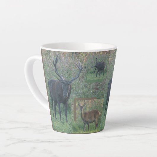 Red Deer Collage Latte Tasse (Linke Ecke)