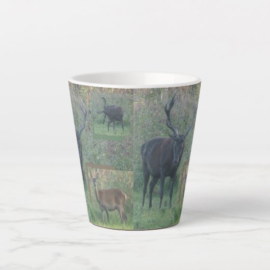 Red Deer Collage Latte Tasse (Vorderseite)