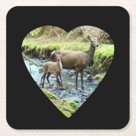 Red Deer Doe and Baby Deer Paper Untersetzer