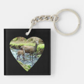 Red Deer Doe and Baby Deer Schlüsselanhänger (Rückseite)