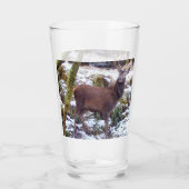Red Deer Stag im Schnee Glas (Rückseite)