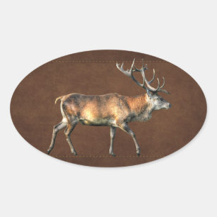 Red Deer Stag Wildlife Animal Design Ovaler Aufkleber