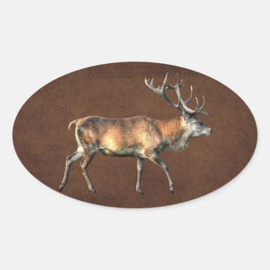 Red Deer Stag Wildlife Animal Design Ovaler Aufkleber (Vorderseite)