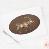 Red Deer Stag Wildlife Animal Design Ovaler Aufkleber (Umschlag)