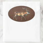 Red Deer Stag Wildlife Animal Design Ovaler Aufkleber (Tasche)