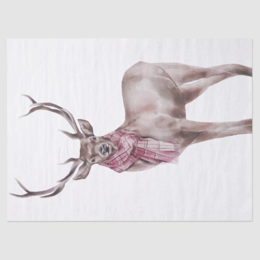 Red Deer Tartan Scala Wasserfarbe Seidenpapier (Vorderseite)