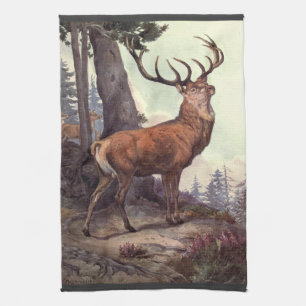 Red Deer von Winifred Austen, Vintage Wildtiere Geschirrtuch