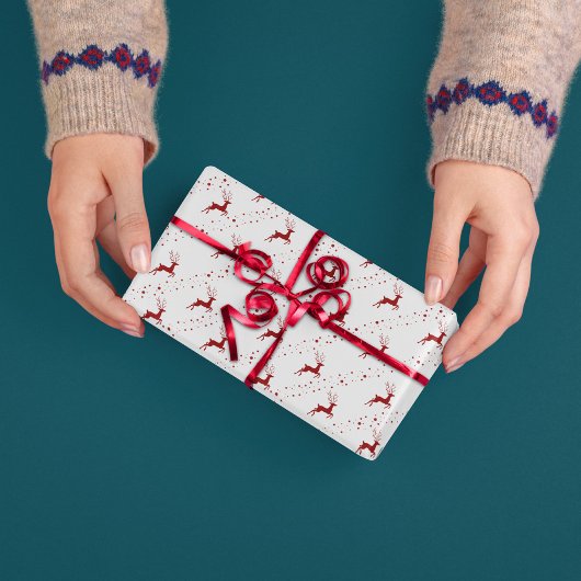 Red Deh Weihnachtsschnee Einfaches Muster Geschenkpapier