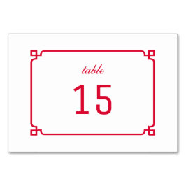 Red Deko Chic Table Card Tischnummer
