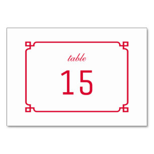 Red Deko Chic Table Card Tischnummer