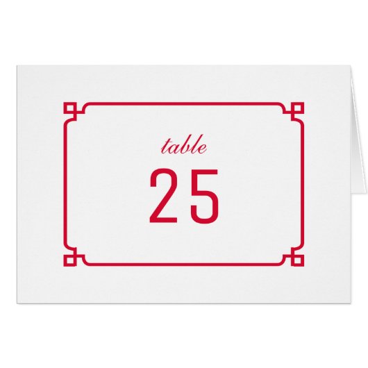 Red Deko Chic Tischnummer (Vorderseite (Horizontal))