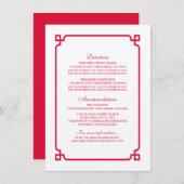 Red Deko Chic Wedding Info Card Begleitkarte (Vorne/Hinten)