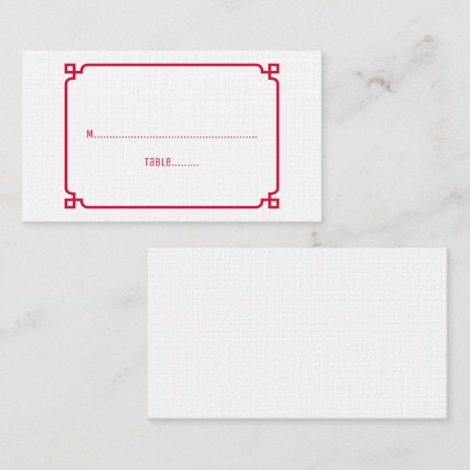 Red Deko Chic Wedding Platzkarten (Vorne/Hinten)