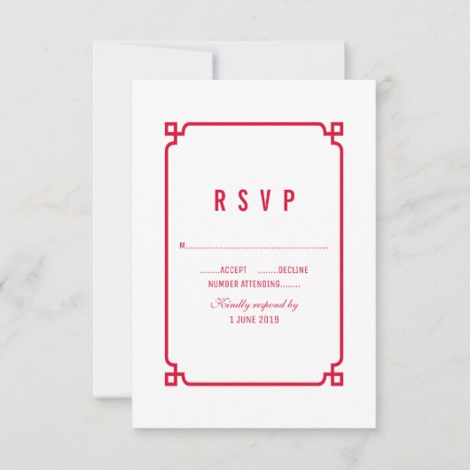 Red Deko Chic Wedding RSVP (Vorderseite)