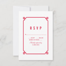 Red Deko Chic Wedding RSVP Karte