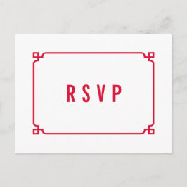 Red Deko Chic Wedding RSVP Postcard Einladungspostkarte