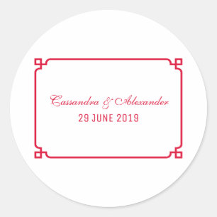 Red Deko Chic Wedding Runder Aufkleber