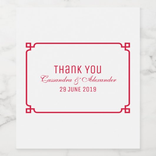 Red Deko Chic Wedding Weinetikett (Einzelnes Label)