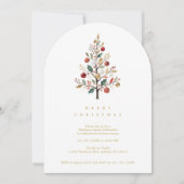 Red Delicate Minimalist Chic Winter Christmas Tree Einladung (Vorderseite)