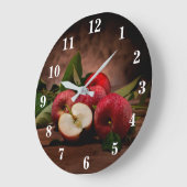 Red Delicious Äpfel  Große Wanduhr (Winkel)