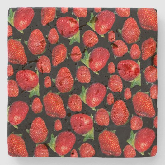 Red Delicious Erdbeeren, Steinuntersetzer (Vorderseite)