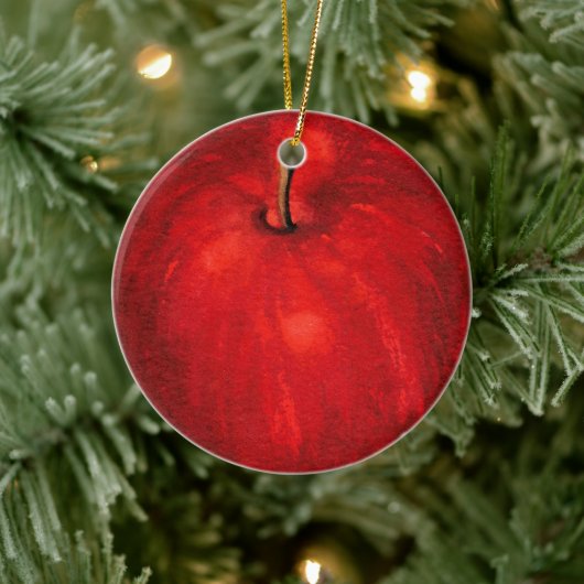 "Red Delicious Watercolor Apple Keramik Ornament (Baum)
