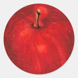 'Red Delicious' Watercolor Apple Runder Aufkleber