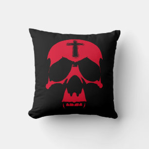 Red Demon Skull Gothic Grafik Design Kissen