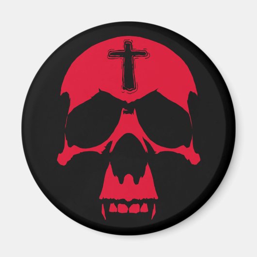 Red Demon Skull Gothic Grafik Design Magnet (Vorne)