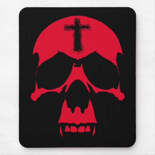 Red Demon Skull Gothic Grafik Design Mousepad (Vorne)