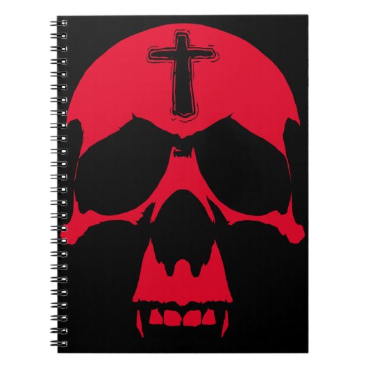 Red Demon Skull Gothic Grafik Design Notizblock (Vorderseite)