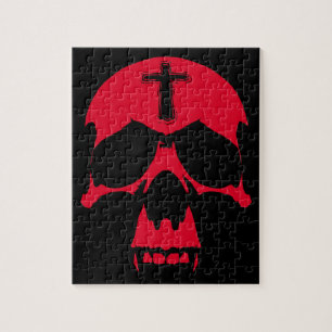 Red Demon Skull Gothic Grafik Design Puzzle