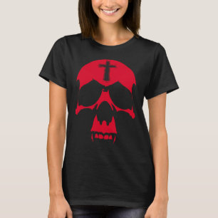 Red Demon Skull Gothic Grafik Design T-Shirt