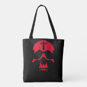 Red Demon Skull Gothic Grafik Design Tasche (Rückseite)