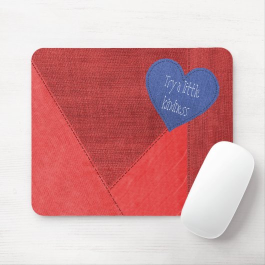 Red Denim Heart mit Zitat Mousepad (Mit Mouse)