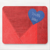Red Denim Heart mit Zitat Mousepad (Vorne)