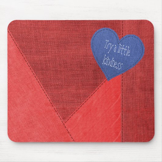 Red Denim Heart mit Zitat Mousepad (Vorne)