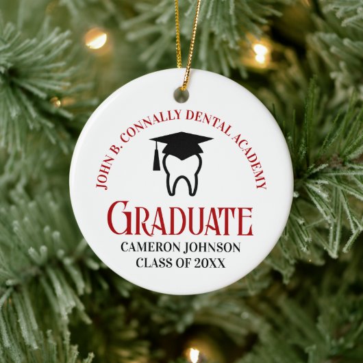 Red Dental School Custom Abschluss Weihnachten Keramik Ornament (Baum)