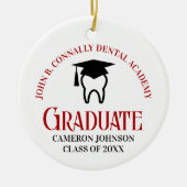 Red Dental School Custom Abschluss Weihnachten Keramik Ornament (Vorne)