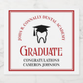 Red Dental School Custom Dentist Graduation Party Schaumweinetikett (Einzelnes Label)