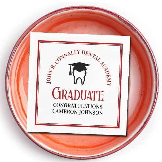 Red Dental School Custom Dentist Graduation Party Serviette
