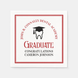 Red Dental School Custom Dentist Graduation Party Serviette