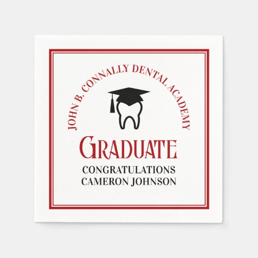 Red Dental School Custom Dentist Graduation Party Serviette (Vorderseite)