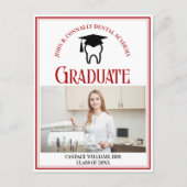 Red Dental School Foto Custom Abschluss Ankündigungspostkarte (Vorderseite)