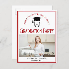 Red Dental School Foto Custom Graduation Party Einladungspostkarte