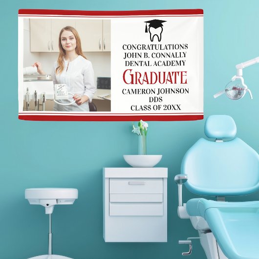 Red Dental School Graduation Party Foto Banner
