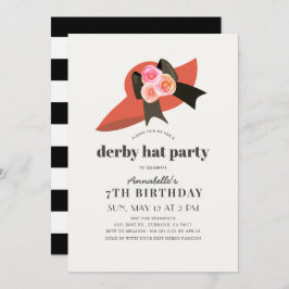 Red Derby Hat Rose Girl Birthday Party Einladung